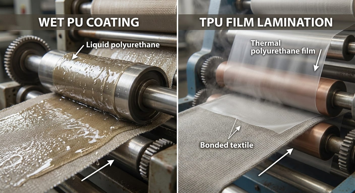 PU Coating vs TPU Film Lamination Comparing coated fabric with laminated film