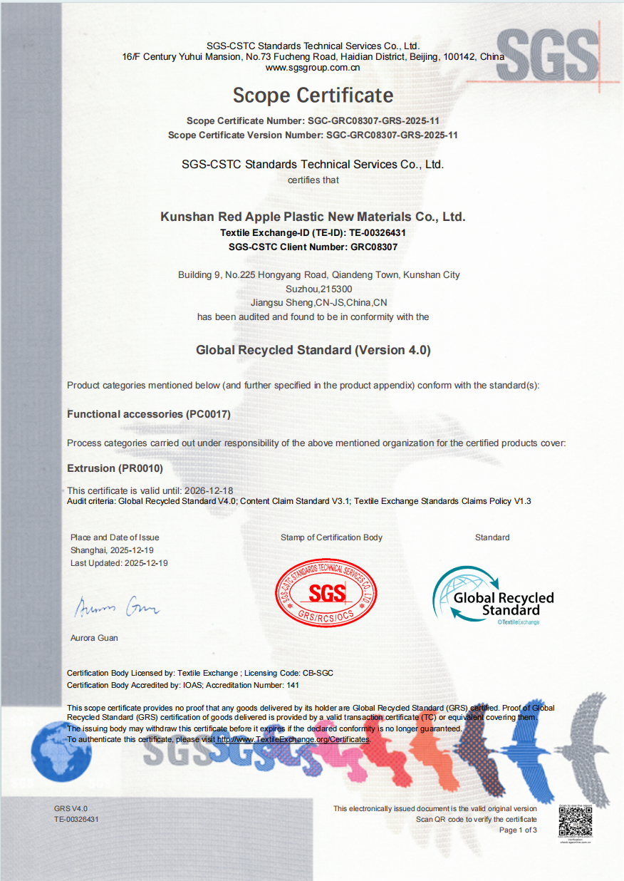 GRS Global Recycled Standard Certificate